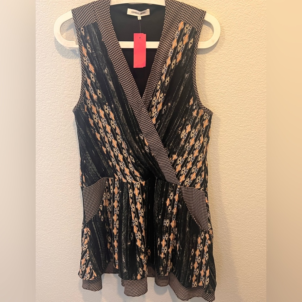 NWT CHARLES HENRY - Short Print Dress Sleeveless SzS